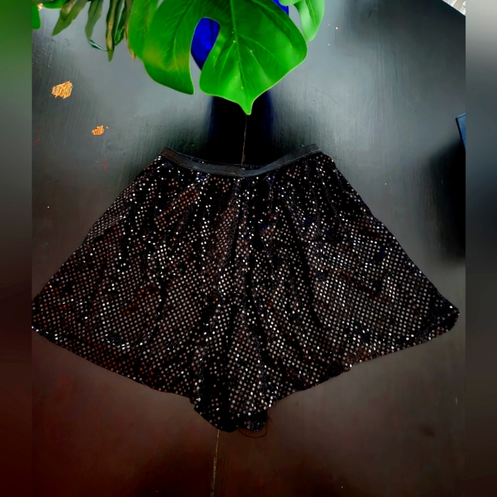 Sequined Black Shorts